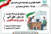 موکول کردن ارائه خدمت به زمان آتی بدون توجیه قانونی درصورت مشاهده این‌مورد با تلفن ۱۲۸ تماس بگیرید