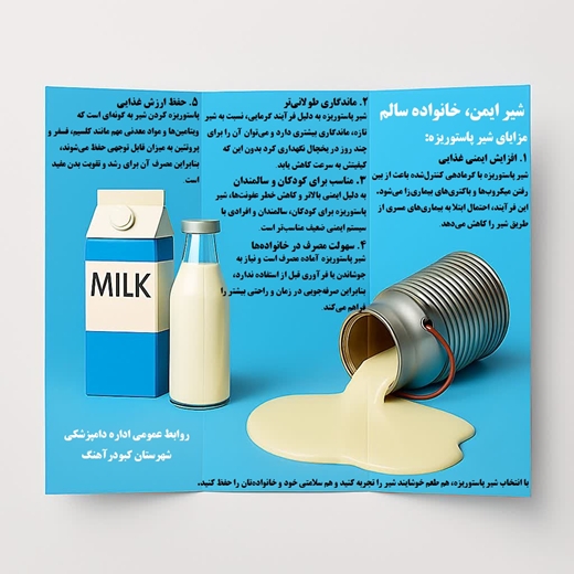 بروشور آموزشی بهداشت و ایمنی شیر اداره دامپزشکی شهرستان کبودرآهنگ